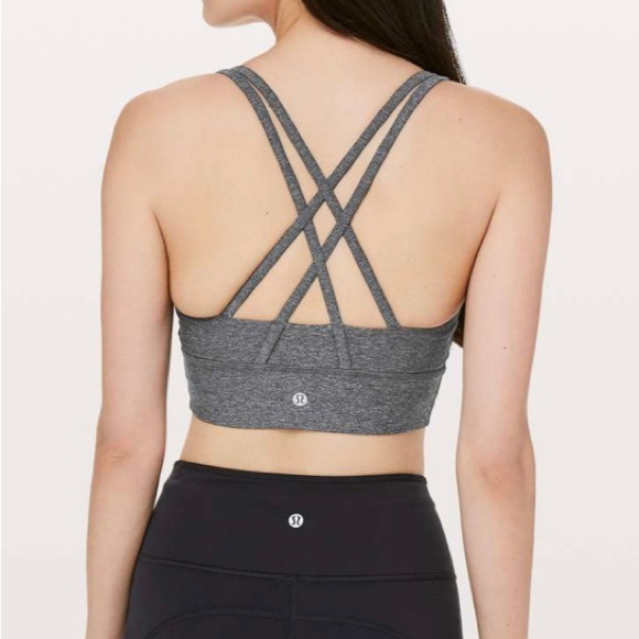 Lululemon Energy Long Line Sports Bra Size 6 Heathered Black - Picture 1 of 6